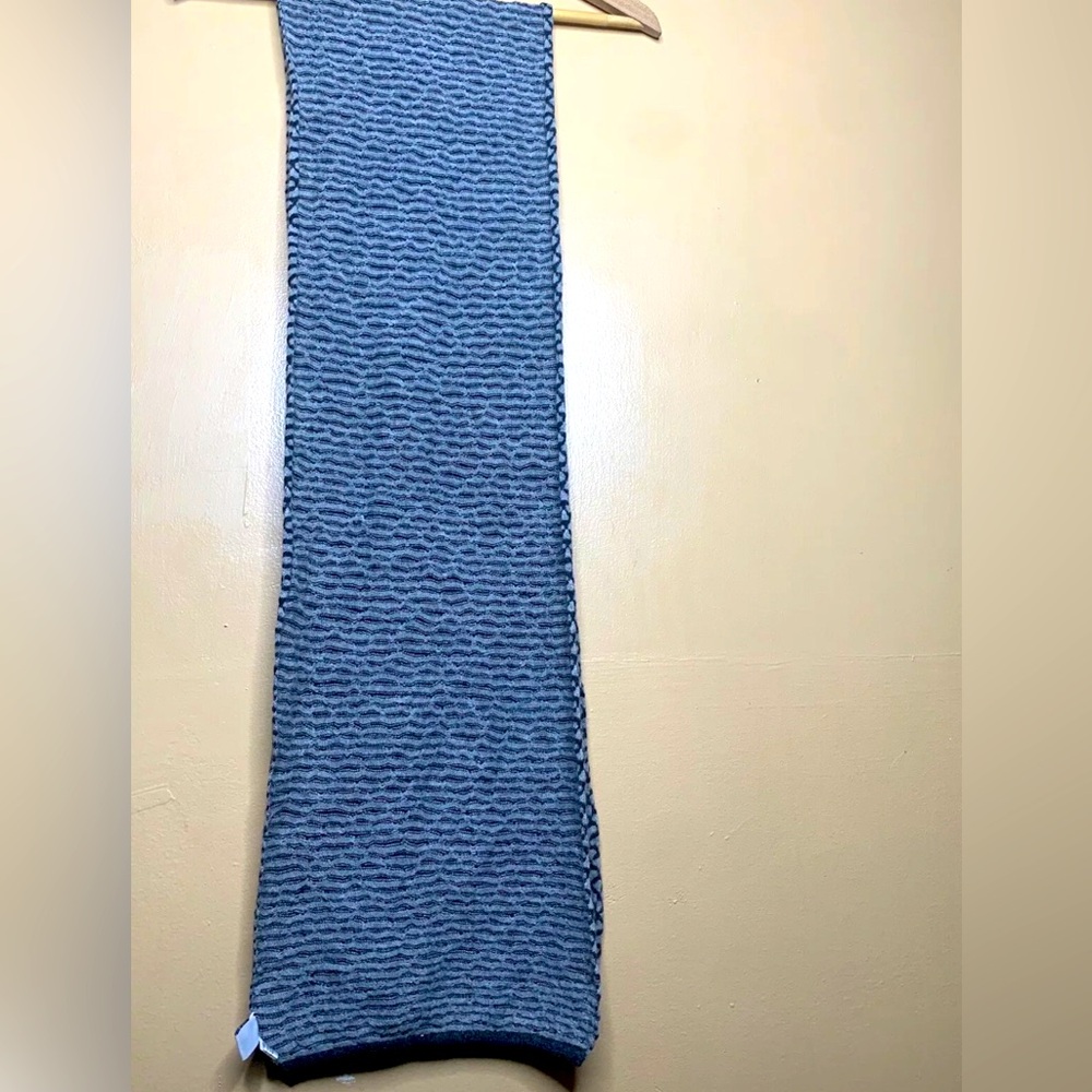 Portolano Women Men Scarf Black Gray Long Wool Blend